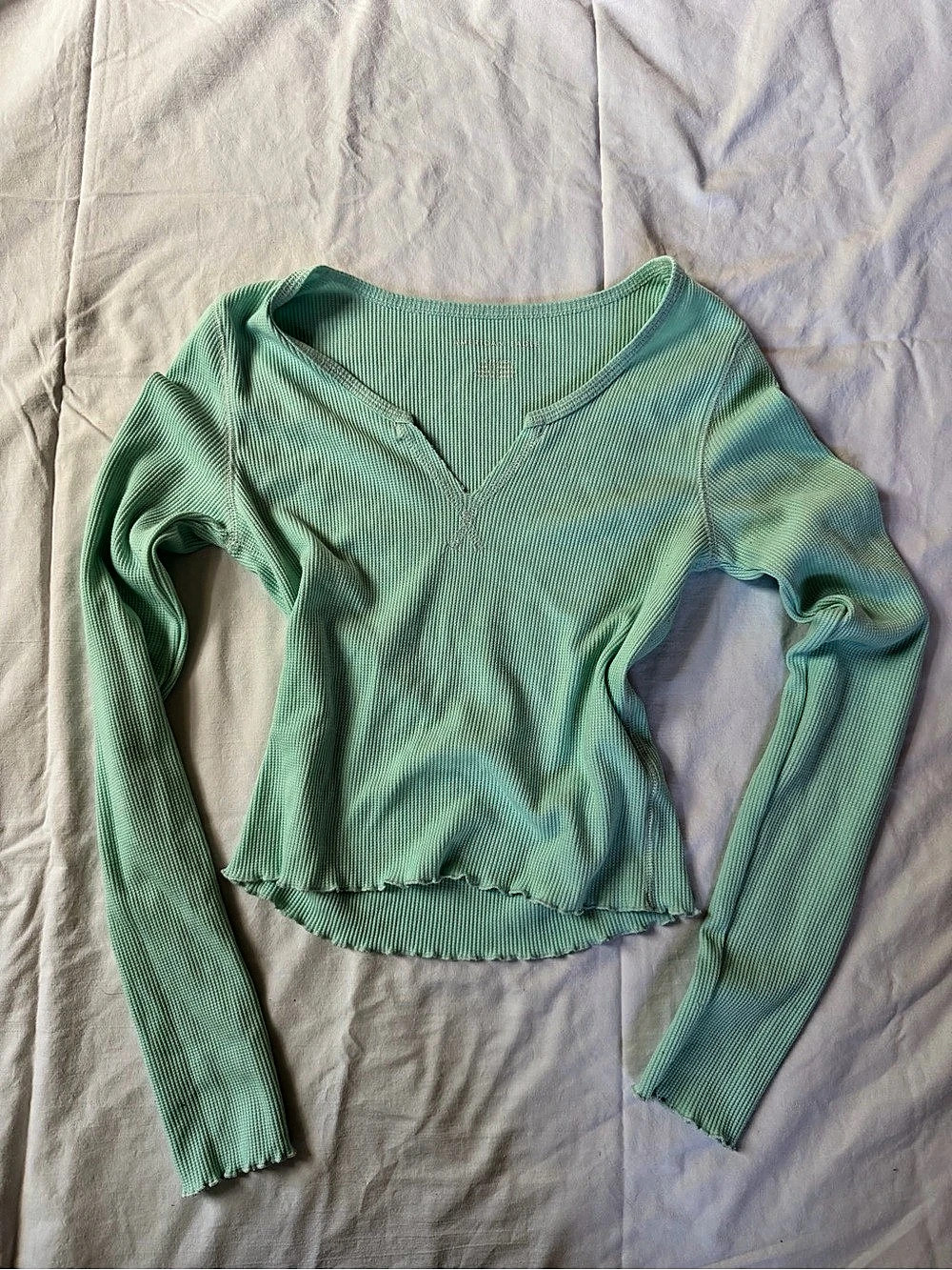 American Eagle Green Ribbed Long Sleeve Like New